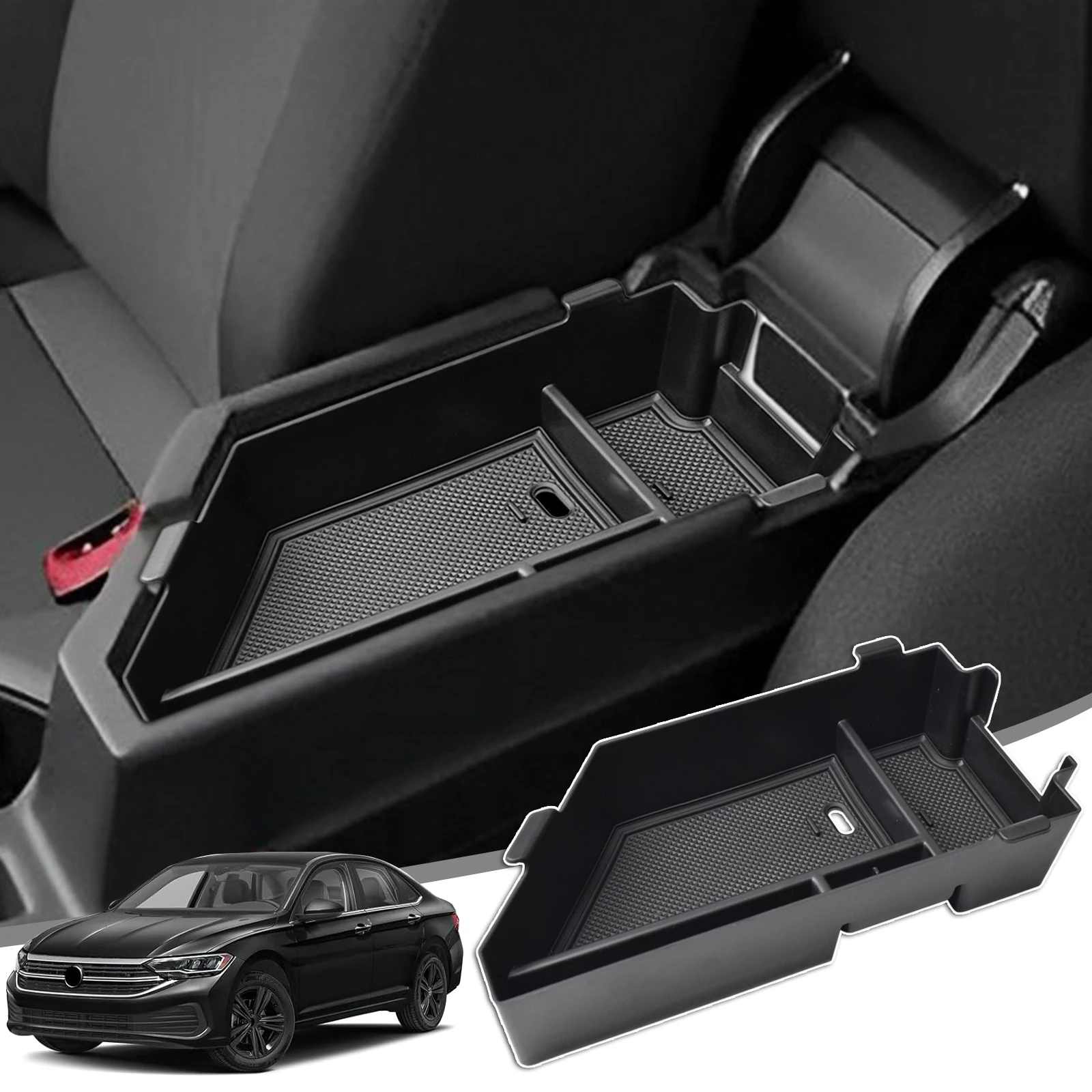 

Center Console Organizer for Volkswagen Jetta 2020-2024 Car Armrest Storage Box Tray Accessories Car ABS Secondary Storage Box