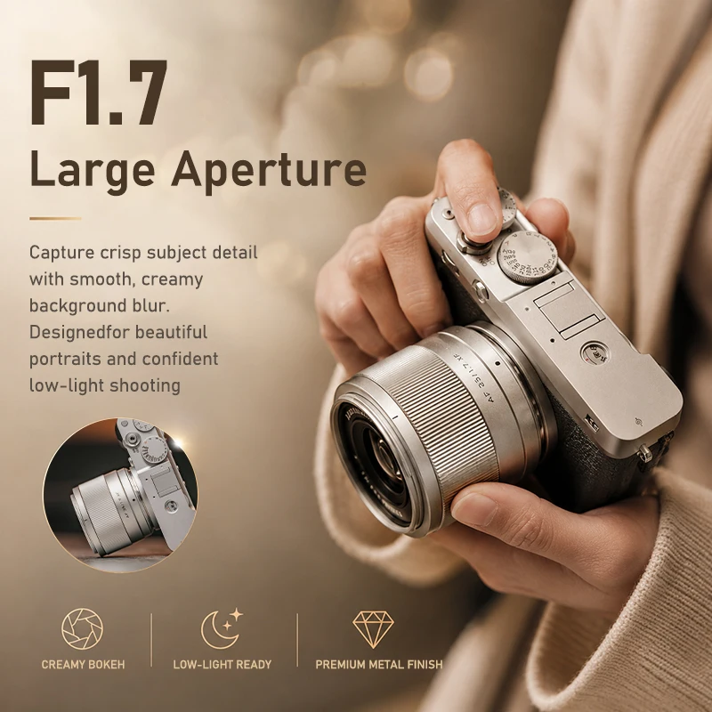 Viltrox 9mm F2.8 35mm/25mm/15mm/56mm F1.7 Air Silver Series APS-C Prime Lens For Fuji Camera X-H2 X-H2S X-T5 X-E5 X-T50 X-M5