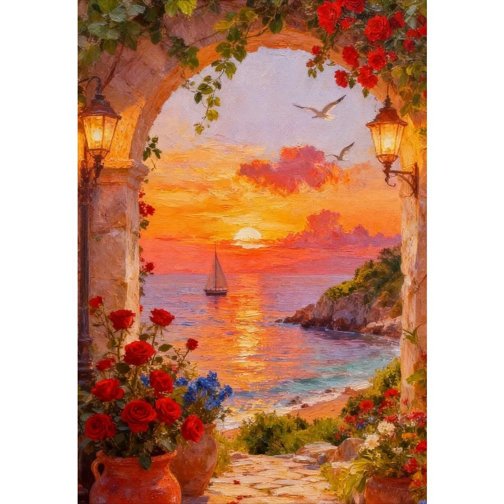 500/1000/1200/2000PCS Puzzle Sunset Sailing Jigsaw Modern Home Decor Birthday and Holiday Gifts Suitable for Beginners