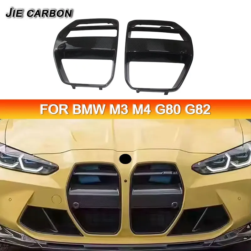 

For BMW M3 G80 M4 G82 G83 2021+ Carbon Fibre Car Front Bumper Air Intake Grille Racing Fog Light Mesh Grille Frame Body Kit
