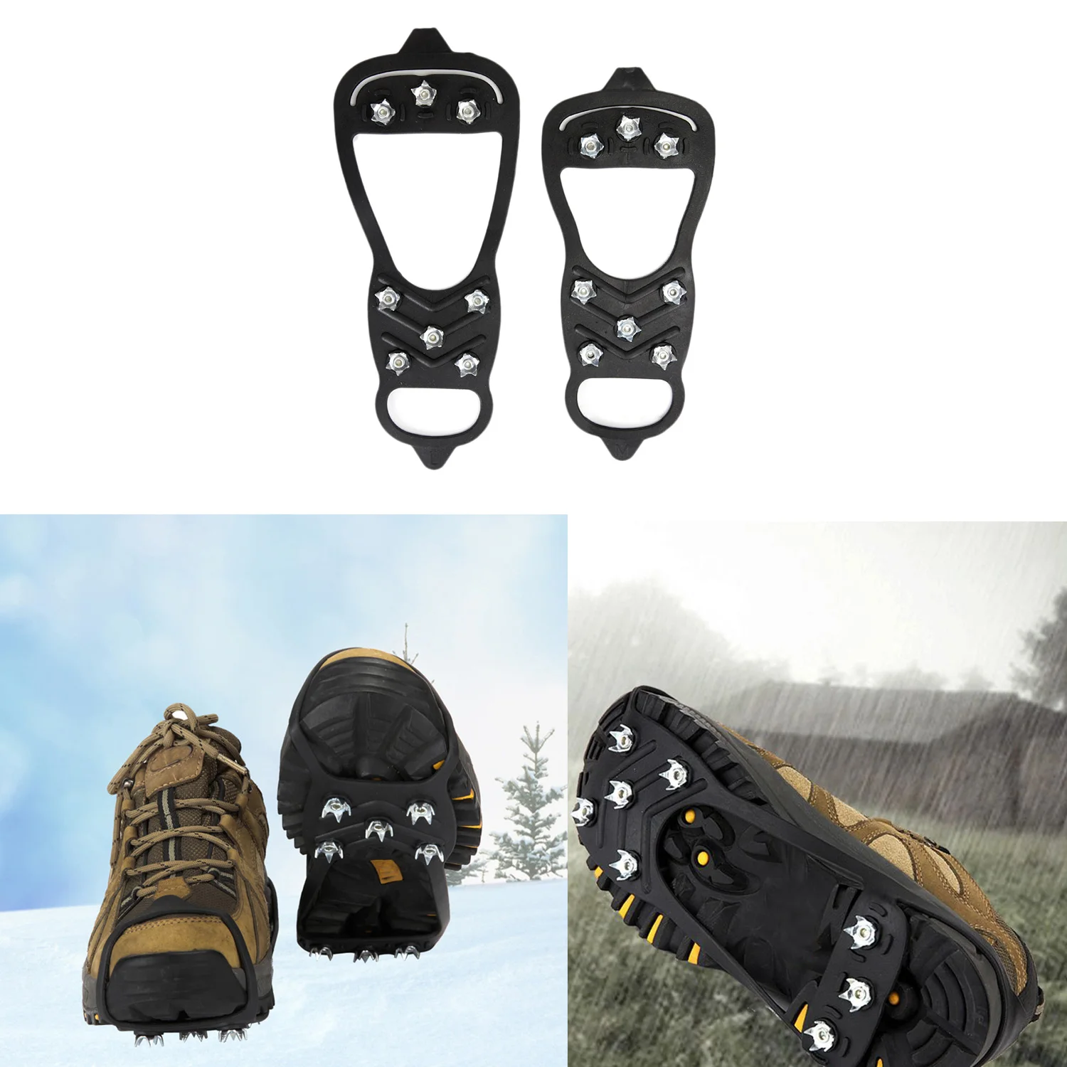 

8 Nails Ice Floes Gripper For Shoes Snow Crampons Anti-Slip Ice Gripper Hiking Cleats Spikes Traction Ice Stud Shoes Grip