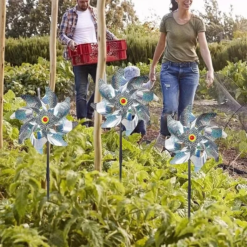 5 قطعة مبيد الحشرات الطيور عاكس طاحونة الطيور طارد مكافحة الطيور طاحونة سبينر الطفل طاحونة حديقة بستان حماية #6