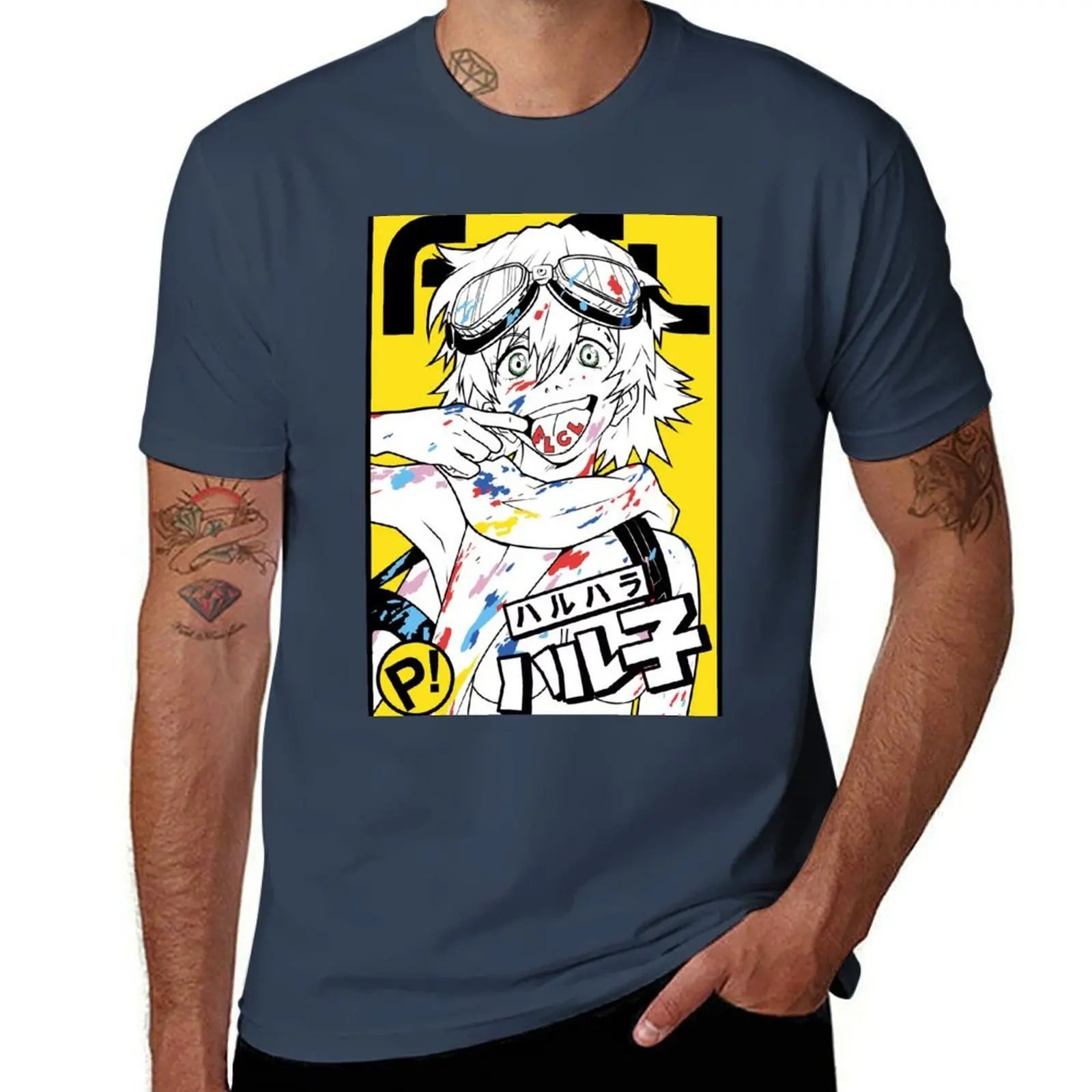 

FLCL blacck yellow T-Shirt Relaxed Fit Casual Short Sleeve Top