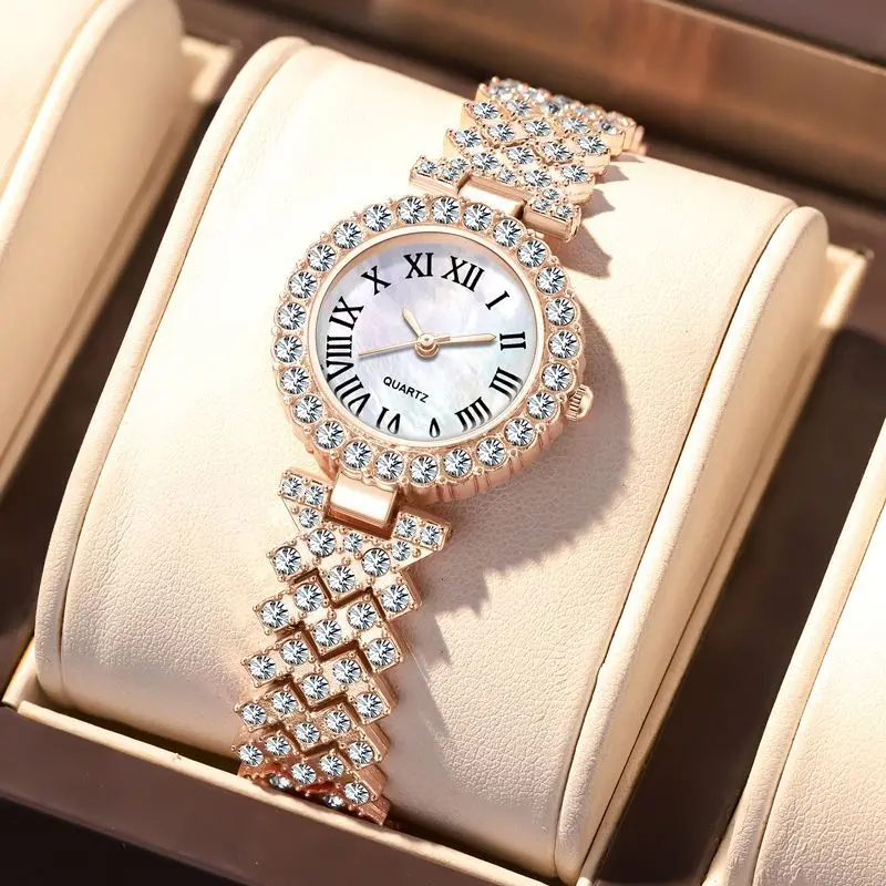 Foreign Trade Popular Style Fashion Roman Pattern Diamond Women's Watch Women's Watch Quartz Watch Bracelet Women's Wrist Watch