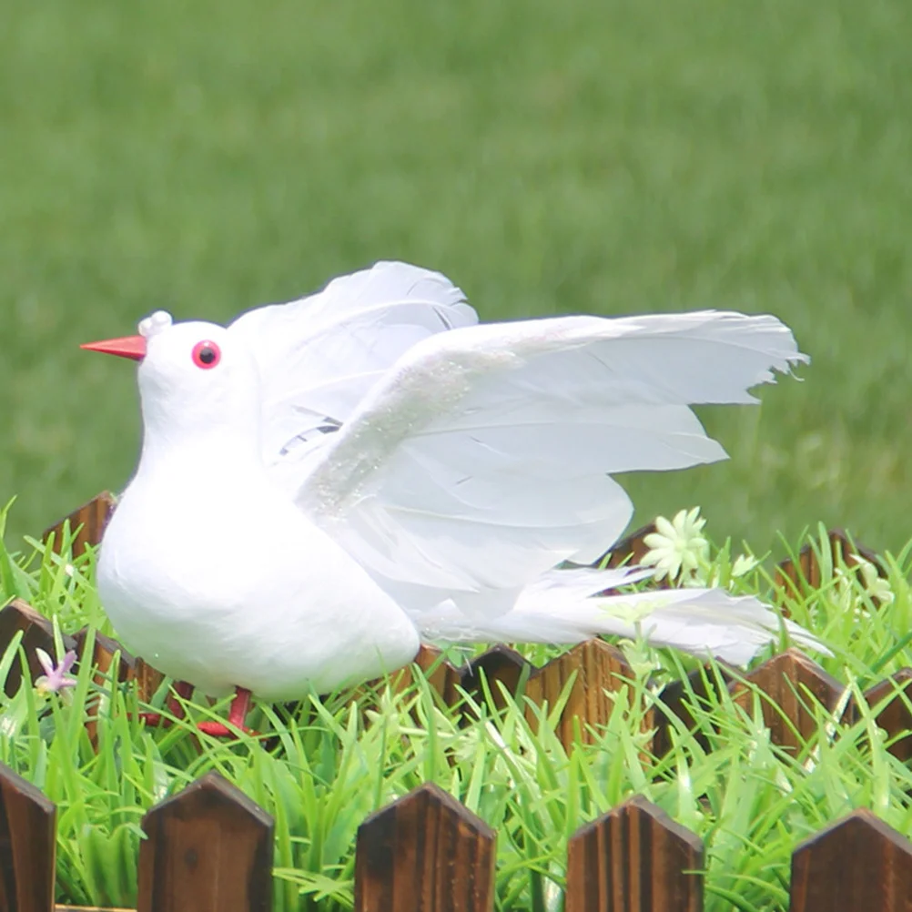 

1 Pair Artificial Pigeon Decoration Lifelike Foam Bird For Garden Wedding Halloween Party Simulation Dove Ornament Pigeon Craft