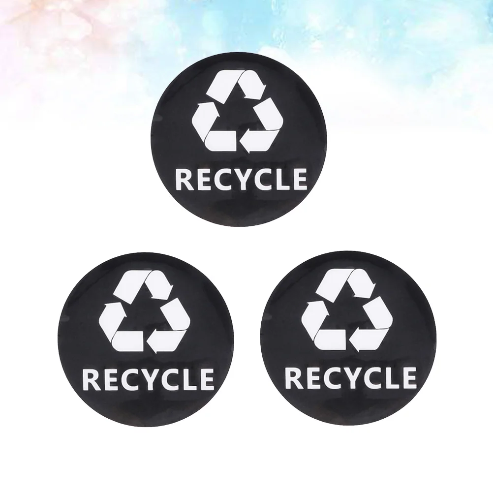 3 Stück schwarze Recycling-Aufkleber, selbstklebende Aufkleber für Behälter, Behälter, Mülltonnen, fördern den umweltfreundlichen Lebensstil