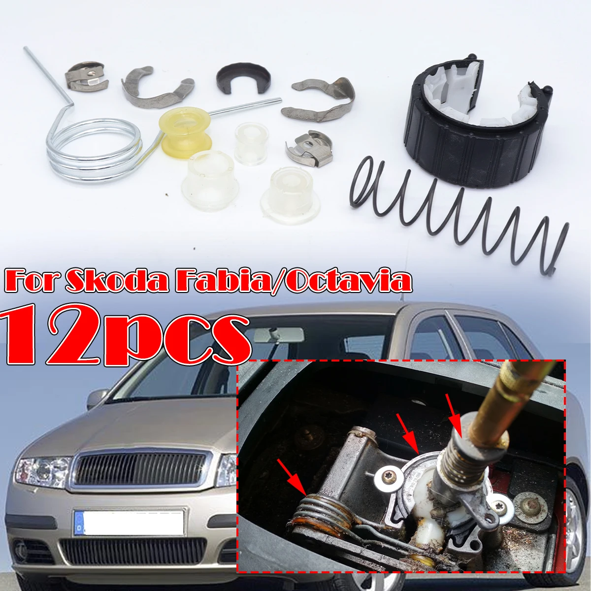 

12pcs/SET Complete Set Upgrade Bushing MT Gearbox Rebuild Kit Shifter Lever Adjuster For Skoda Fabia 6Y Octavia 1U 1Z 2004-2013
