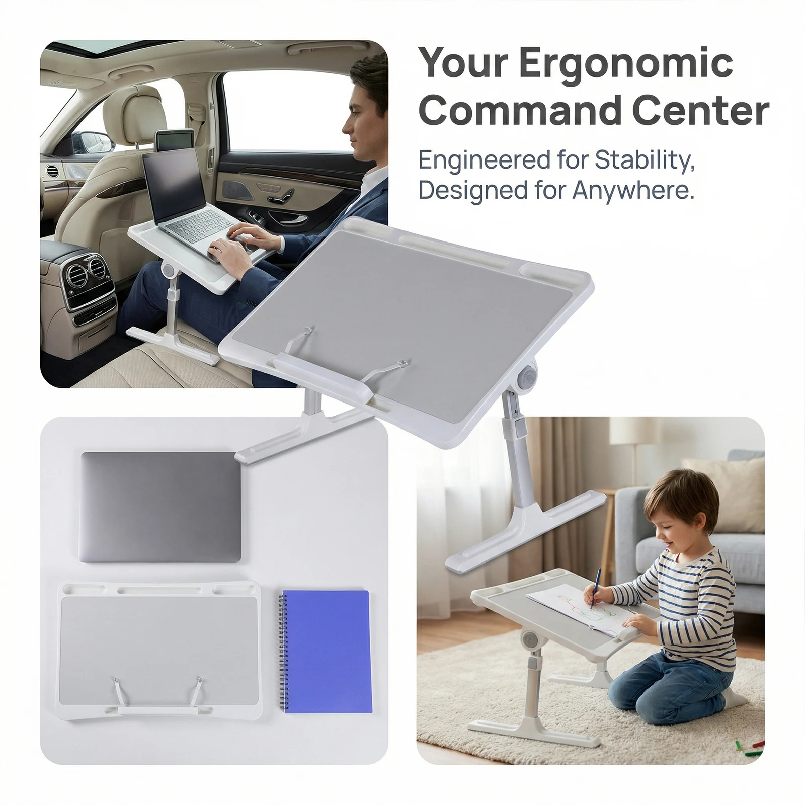Portable Folding Couch Table Notebook Standing Breakfast Tray Reading Desk for Writing Eating Reading Couch Sofa Floor