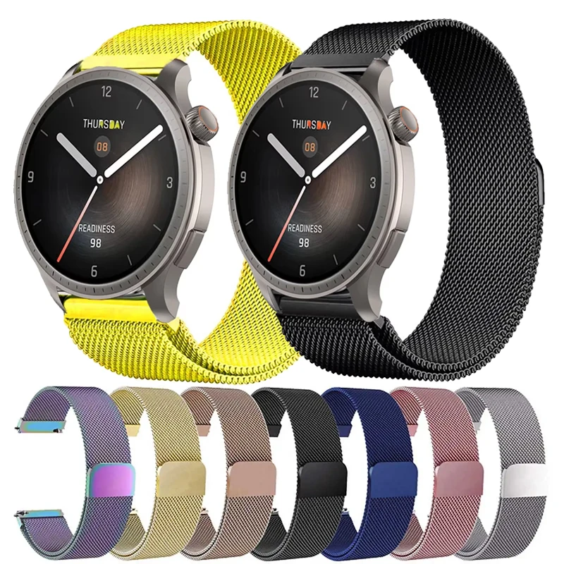 20 mm 22 mm Milanaise-Schlaufe für Amazfit Balance 2/GTR GTS 4 3 2 Mini Metallarmband für Amazfit Active 2/Bip 6 5 3 3Pro/Cheetah Pro/Rund