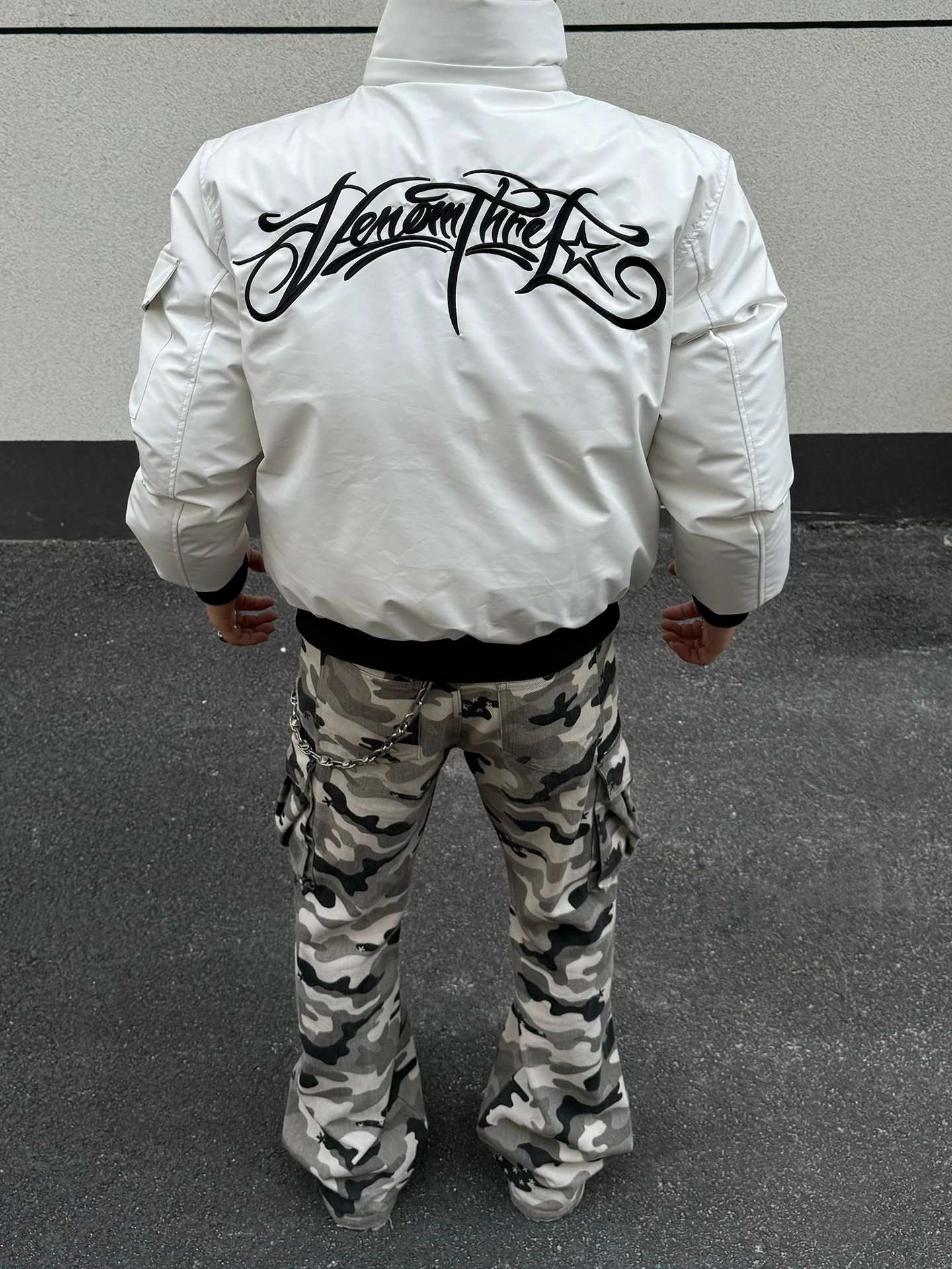 

Thiened Embroidered Letter Bla Men Winter Cotton Jaet Bread Coat ex American Retro Sle Warm Cotton Outerwear Coat