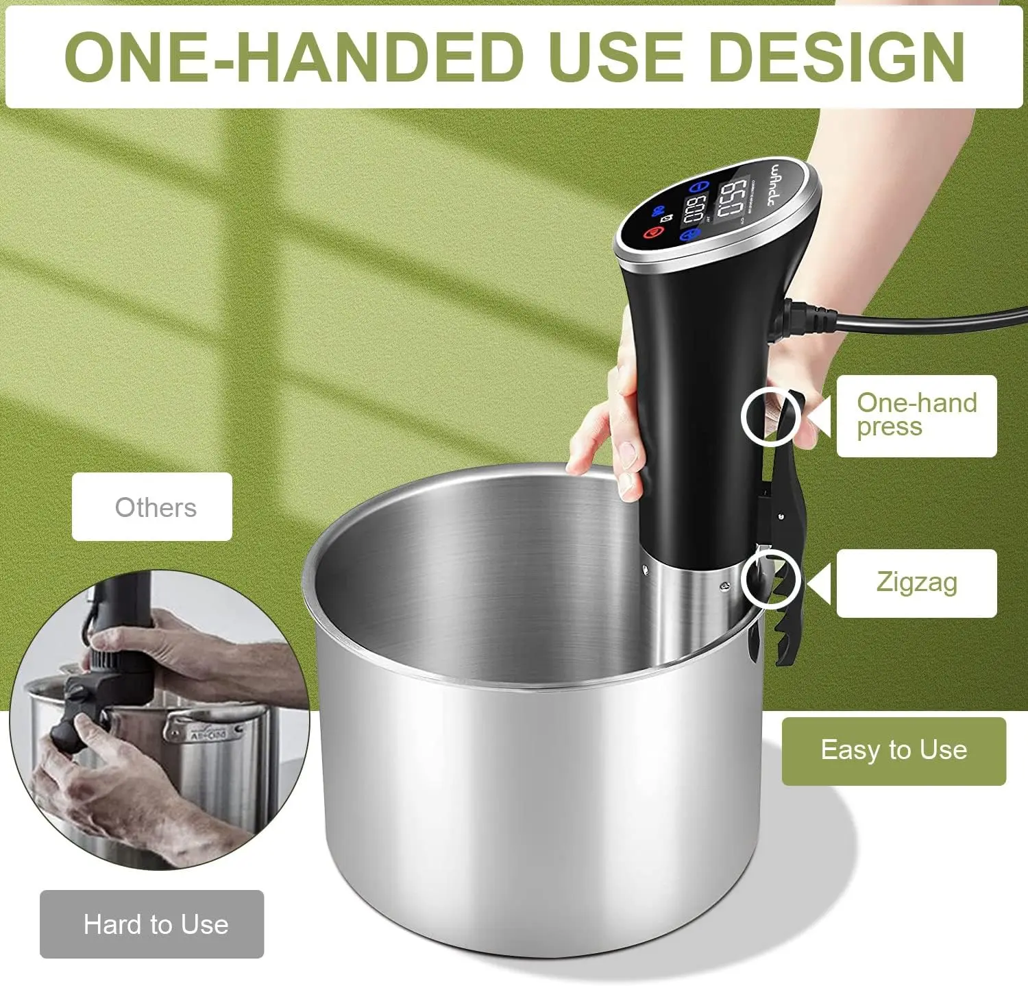 Sous Vide، Sous Vide Cooker 1100W IPX7 مقاوم للماء مع وظيفة الحجز، سهل التخزين