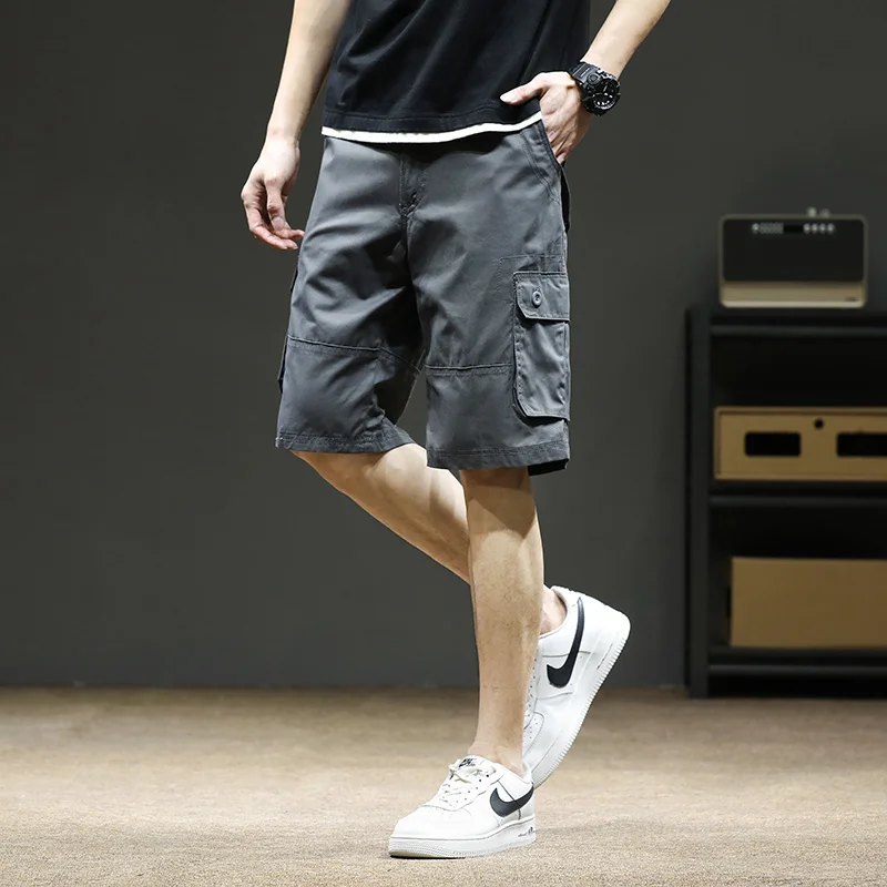 

Premium Pure Cotton Men's Cargo Shorts Multi Pocket Loose Fit Casual Shorts Plus Size Straight Leg Summer Pants