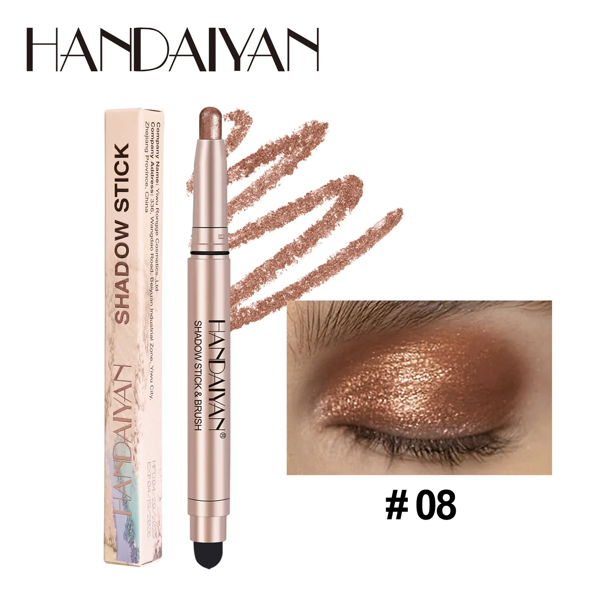 HANDAIYAN-Barra de sombra de ojos de doble cabeza, 12 colores, brillo brillante, mate, resistente al agua, duradero, nuevo y Popular, maquillaje de
