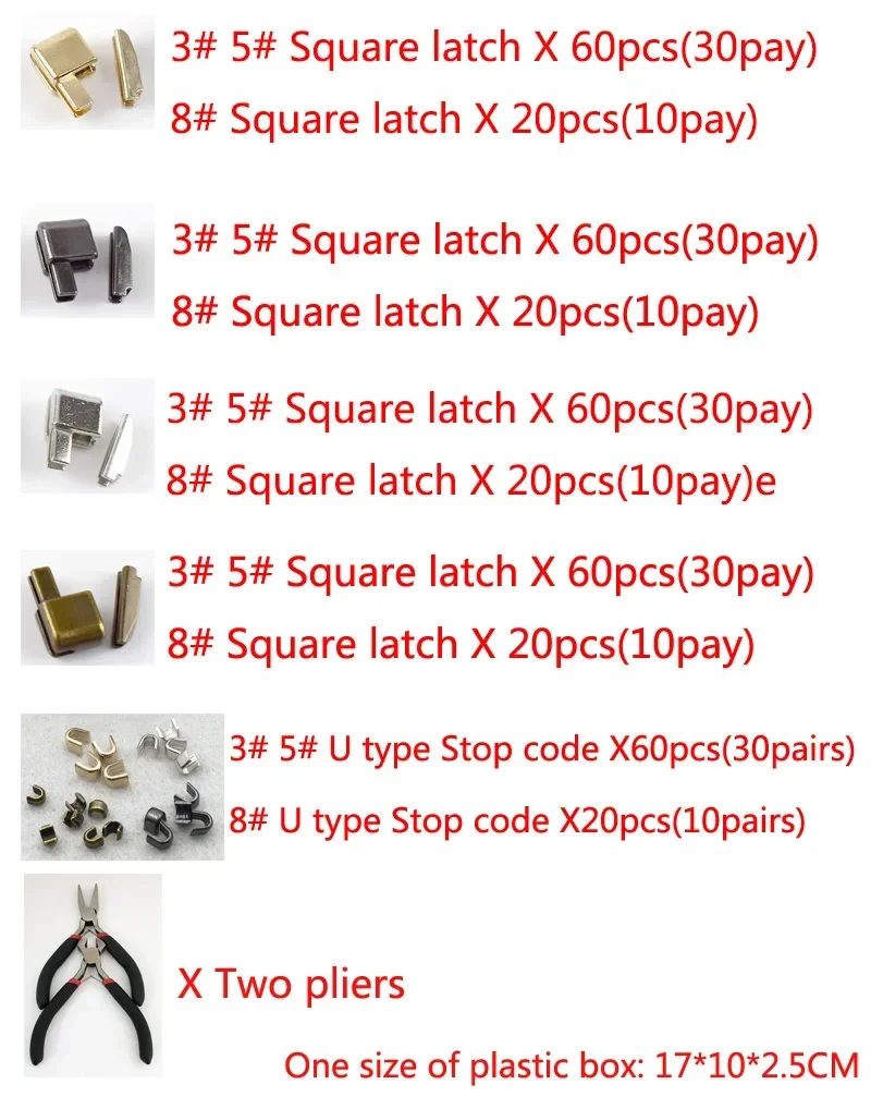 1Set Deepeel 3# 5# 8# Metal Nylon Resin Zipper Stopper Open-end Zips Slider Socket Repair Insert Box Set Tool Replacement Kits