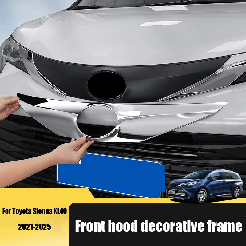 Car front hood decorative frame ABS material exterior modification part For Toyota Sienna XL40 2021 2022 2023 2024 2025