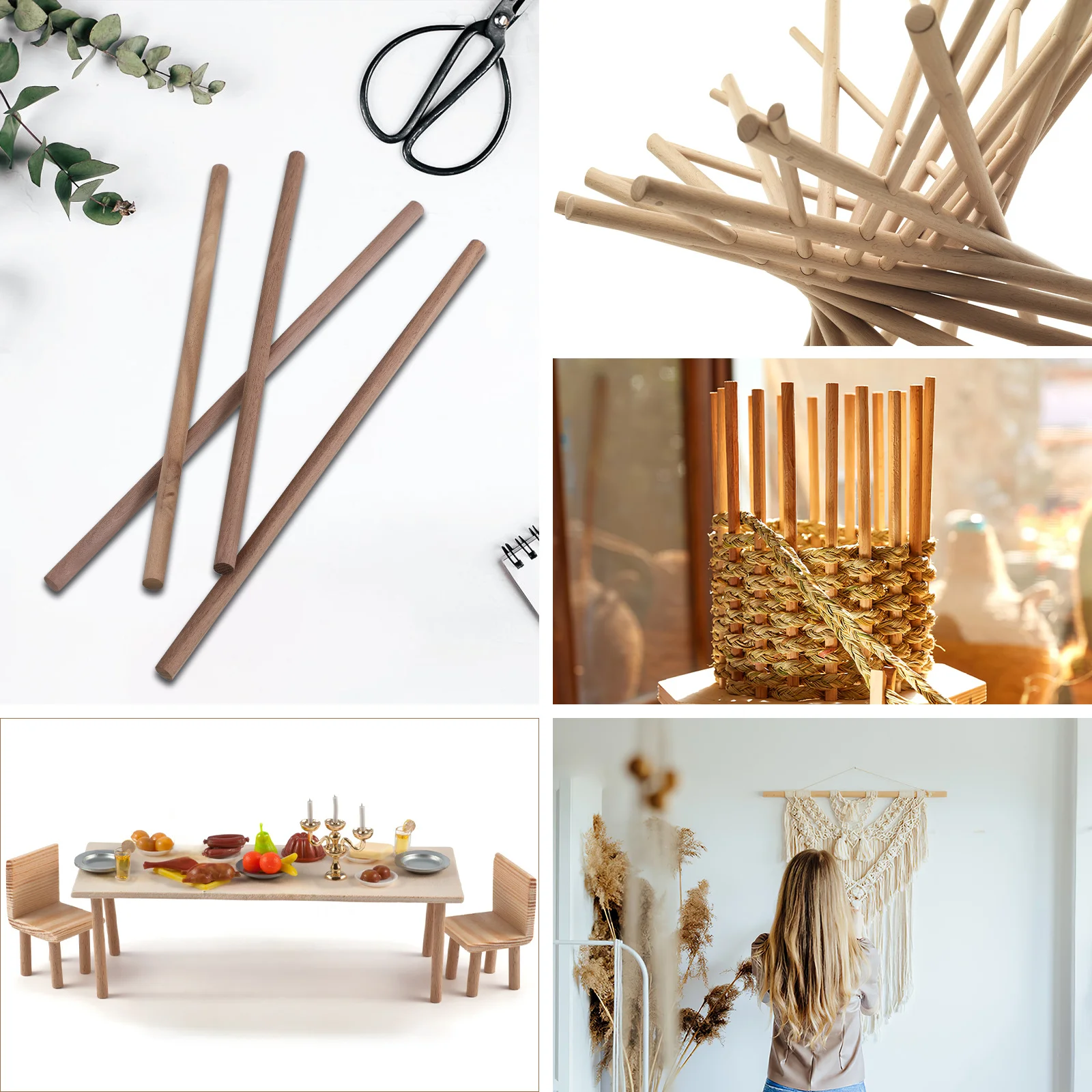 

24Pcs Black Walnut Wood Dowel Rods Unfinished Craft Sticks Resistant to Breakage Versatile Use in DIY Decorations Holiday Craft