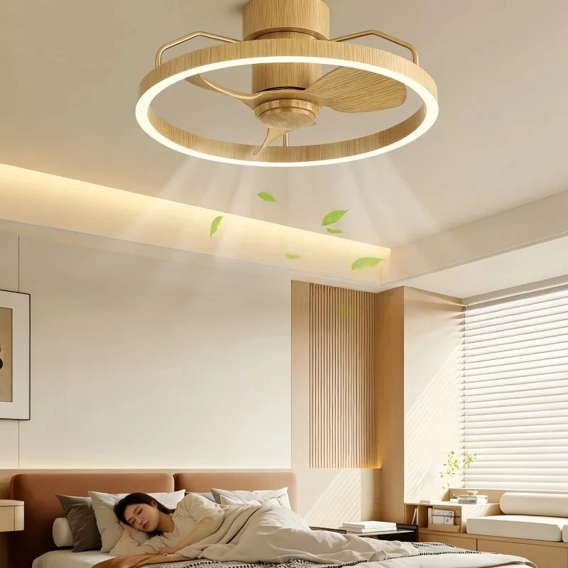 Wooden style bedroom ceiling fan light warm and luxurious feeling  protection integrated master bedroom lighting fixture