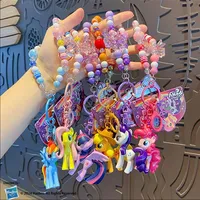 Kawaii My Little Pony Keychain Accessories Anime Figure Toy Keyring Doll Girl Christmas Gift Twilight Sparkle Fluttershy