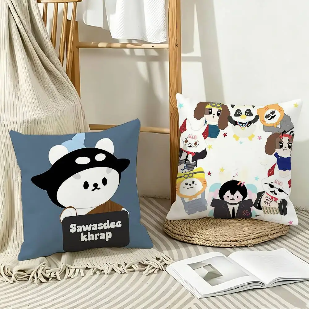 Cute GMMTV-v M-Mascot P-Polcasan  Pillow Case Pattern Printed Pillowcase For Living Room Sofa Cushion Cover
