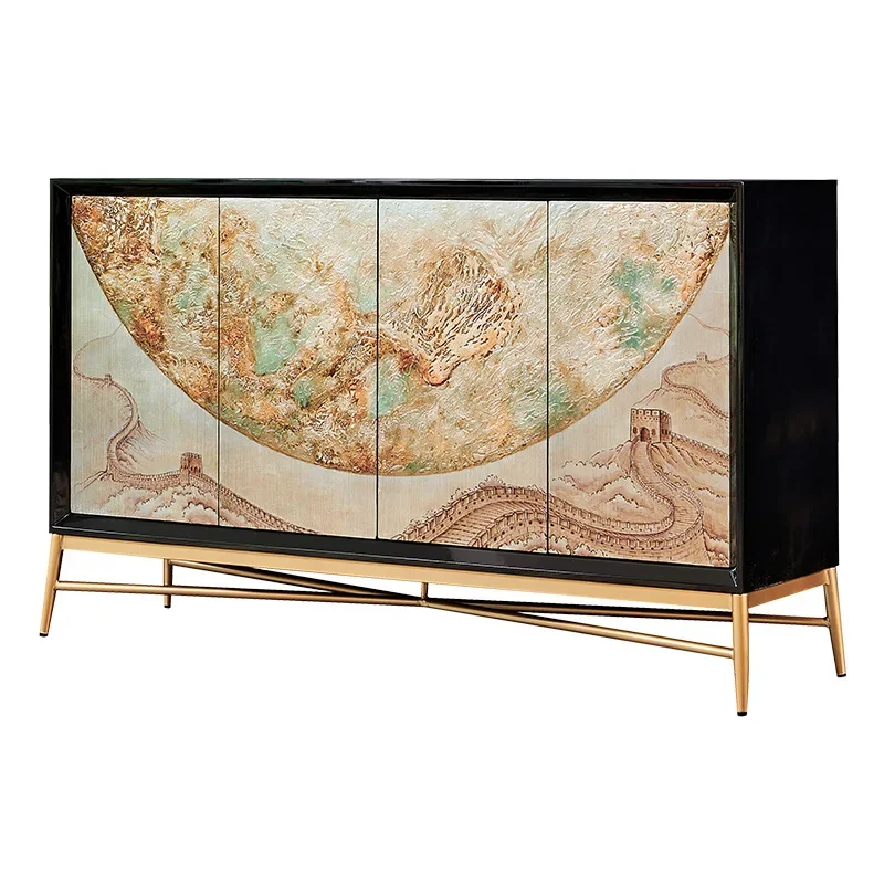 

Retro Chinese style dining side cabinet against the wall to enter the house, fully installed entrance cabinet, living room