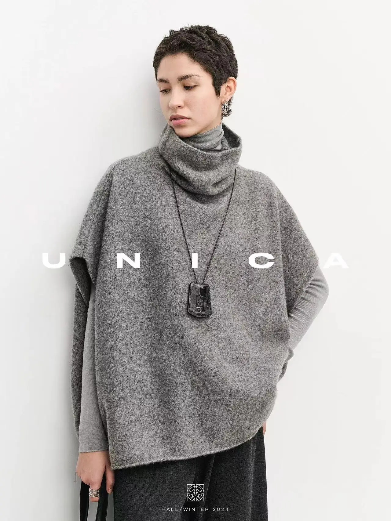 Damen-Kaschmirweste mit Stehkragen, neues Produkt gestrickter lässiger ärmelloser Pullover, Herbst- und Winter-Damenpullover aus 100 % Wolle Ves