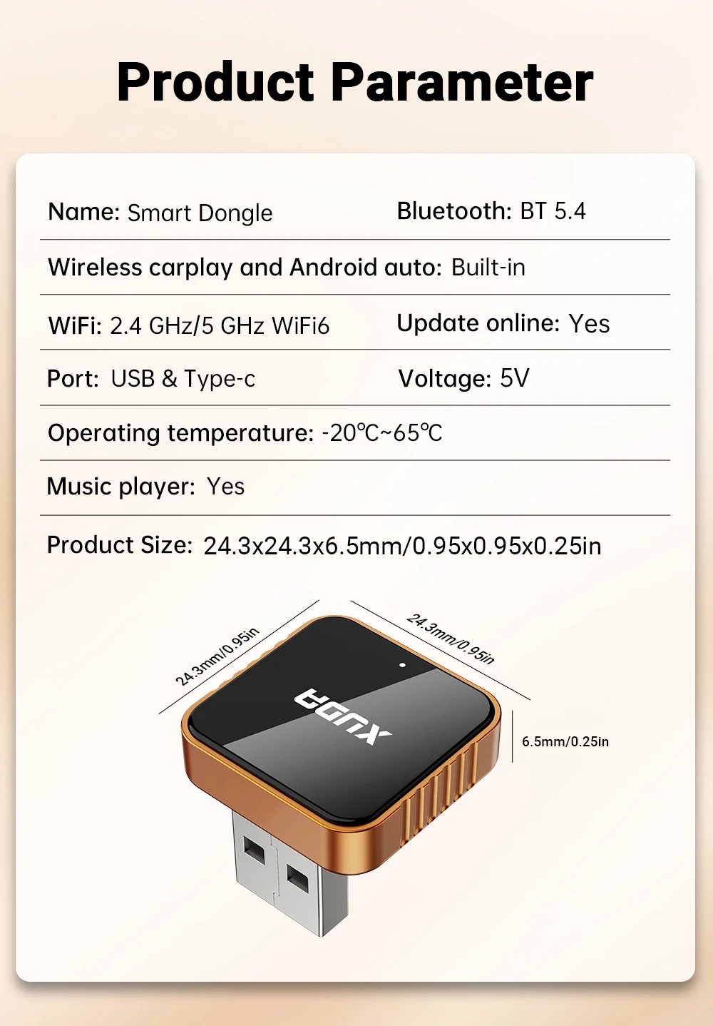 2026 2-in-1 Kabelloser CarPlay Dongle Kabelloser Android Auto Adapter AI Smart Box Intelligente Autosysteme für Fahrzeuge mit Kabel-CarPlay – Detail 12