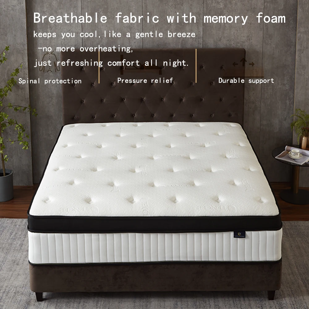 12 Inch Full Queen King Size Mattress Hybrid Mattress, Individually Pocket Springs Pressure Relief Medium Firm Mattress in Box