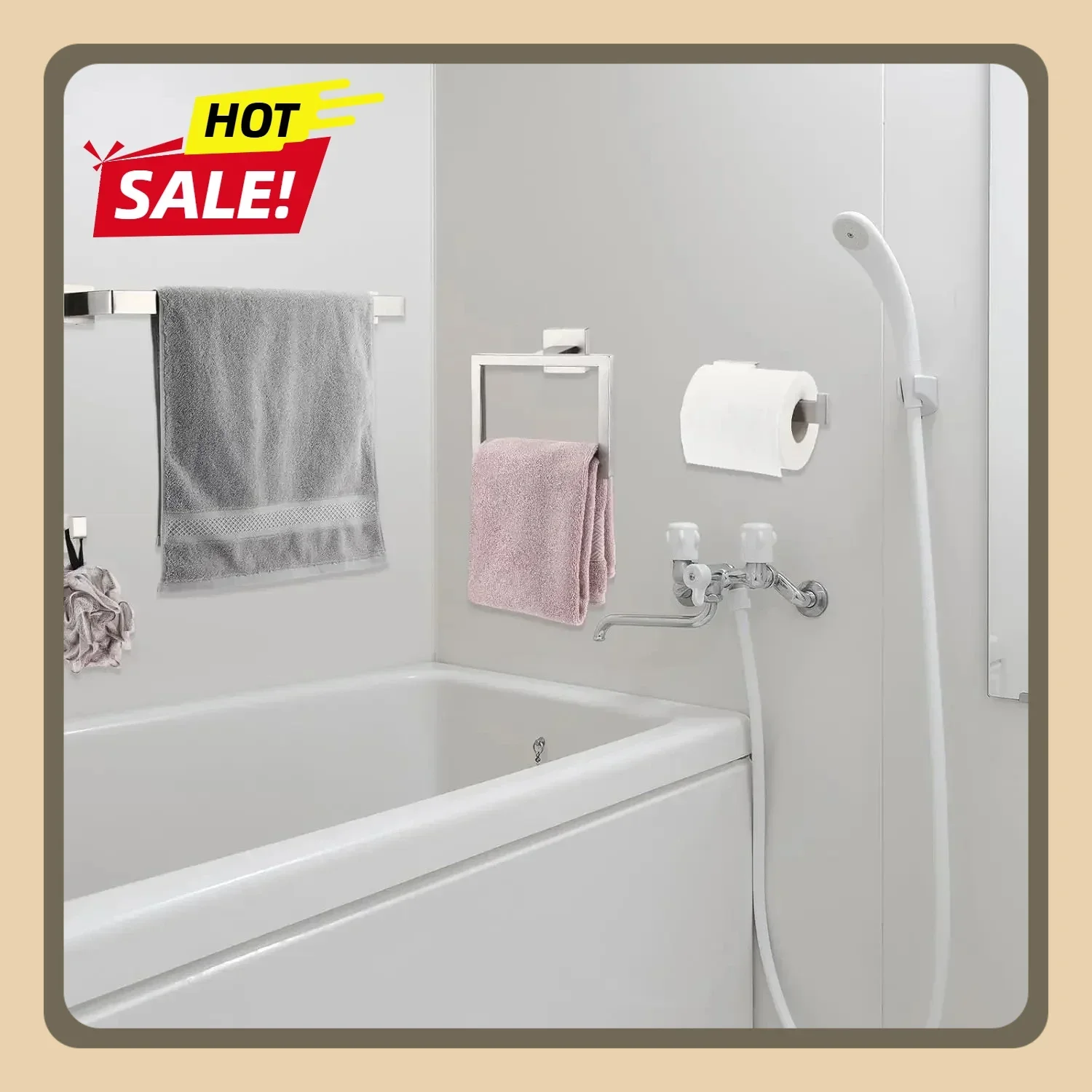 

23.6 Inch 25 Pcs Bathroom Hardware Accessories Set Steel Bathroom Hardware Set Towel Racks Bath Towel Bar Kit Stainless