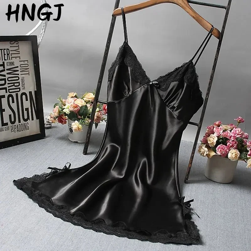 

2026 Лоскутная кружевная майка, нижнее белье, шелковое платье, одежда для сна, ночная рубашка, женские ночные рубашки