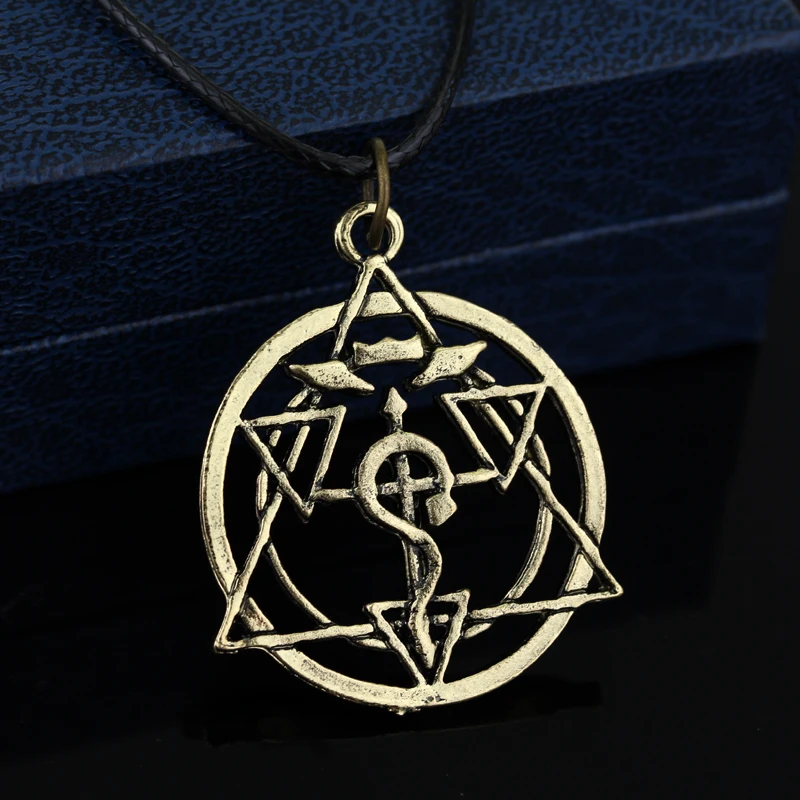 Anime Fullmetal Alchemist Metal Pendant Necklace Edward Alchemist Logo Necklace Cosplay Props Backpack Jewelry Accessories