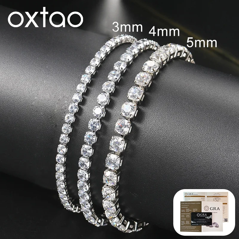 OXTAO Moissanite Tennis Bracelet for Women Man D VVS1 Round Lab Imitation Diamond 14K Gold Filled Bracelet Chain Jewelry Wedding