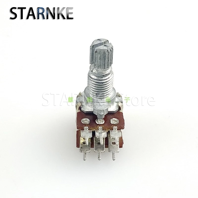 2PCS R122G B5K 12-type 6-pin Double Potentiometer Computer Speaker Amplifier Audio Volume Adjustment 15MM Handle Length