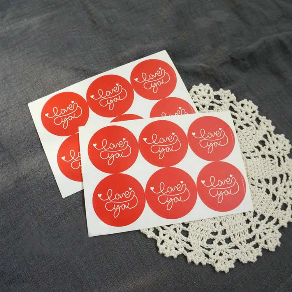 24Pcs Love You Adhesive Round Decorative Stickers 4Cm Diameter for Wedding Anniversary Gift Decoration Sealing Mason Jars Wine