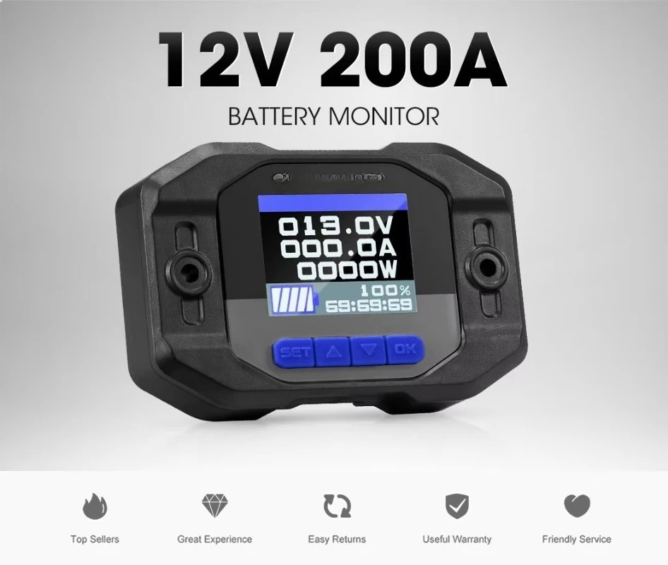 12V 200A High-precision Lithium Iron Phosphate Battery Capacity Tester, Electro-hydraulic Meter, Battery Indicator Monitor