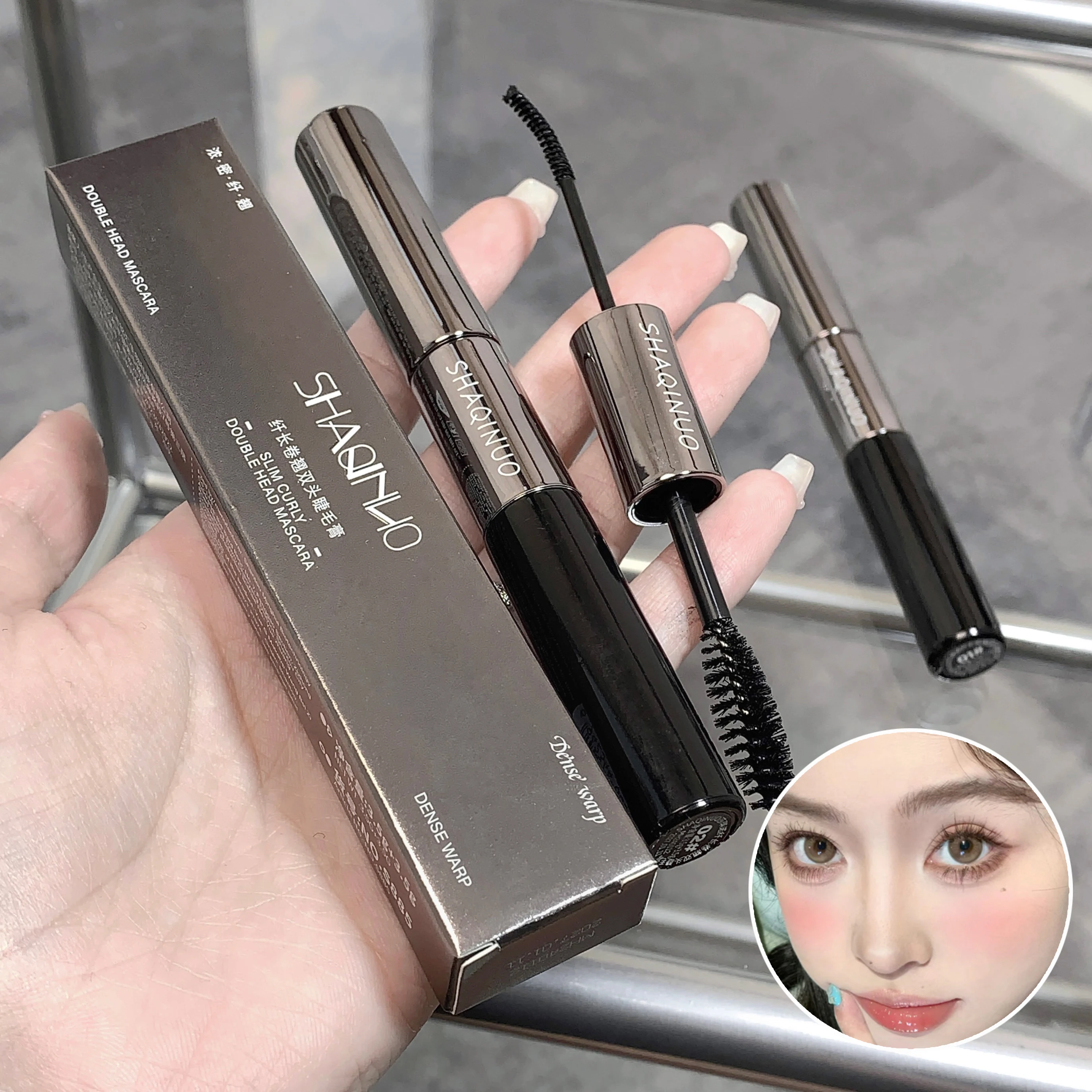 SHAQINUO 2 In 1 Volume and Length Waterproof Mascara Long Lasting Dual-Ended Tubing Eye Makeup