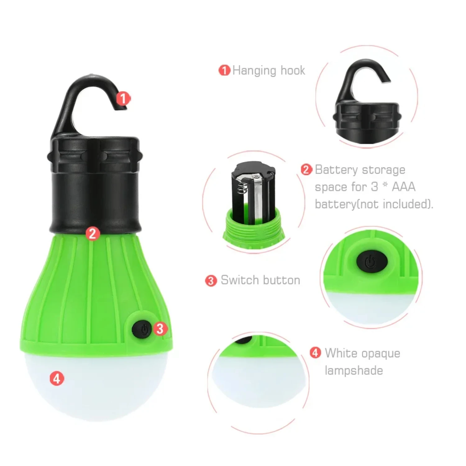 4pcs/lot Wholesale Portable Camping Equipment Outdoor Hanging Camping Lantern Soft Light  Camp Lights Bulb Lamp  Fishing