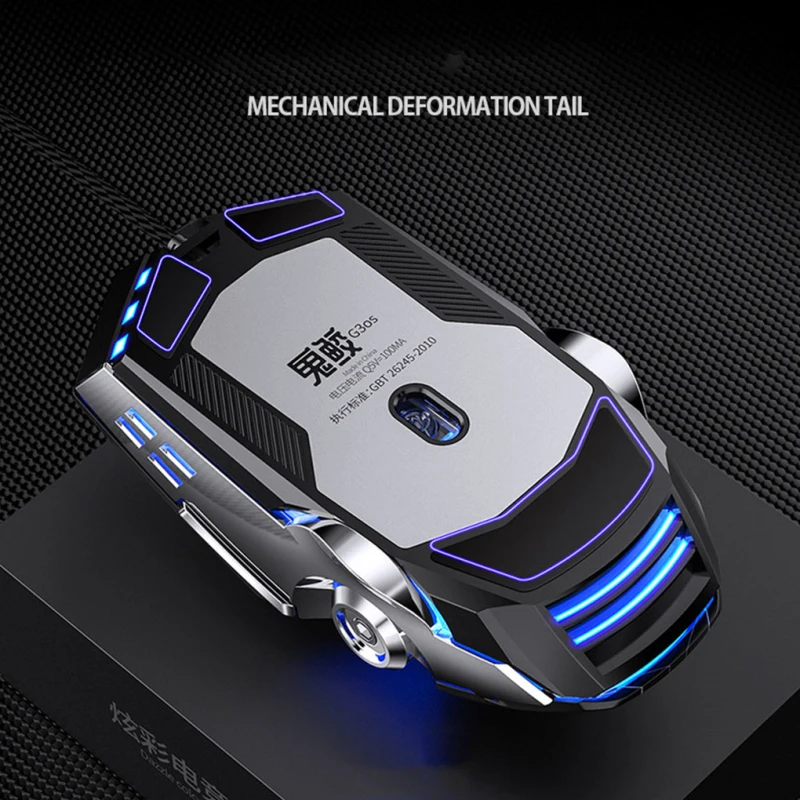 E-sports Mechanical Mouse Usb Wired 3200dpi Gaming Mouse Ergonomic Mouse Silver Carved Ghost Shark Cable Mouse Wired Mouse Led