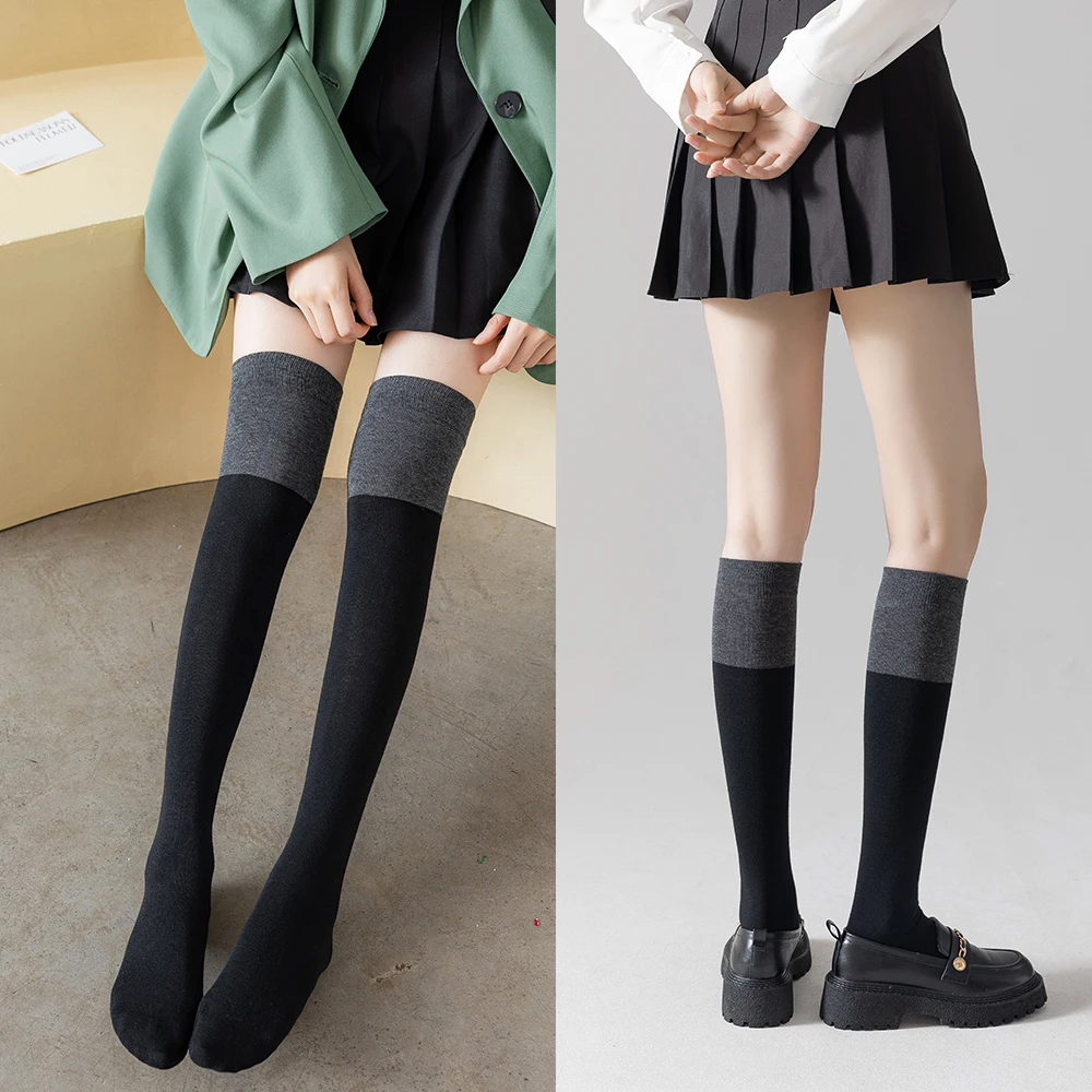 Women\'s Socks New Autumn And Winter Long Leg Socks Middle Tube Knee Length Contrast Color Cotton Casual Comfort Fashion Trend