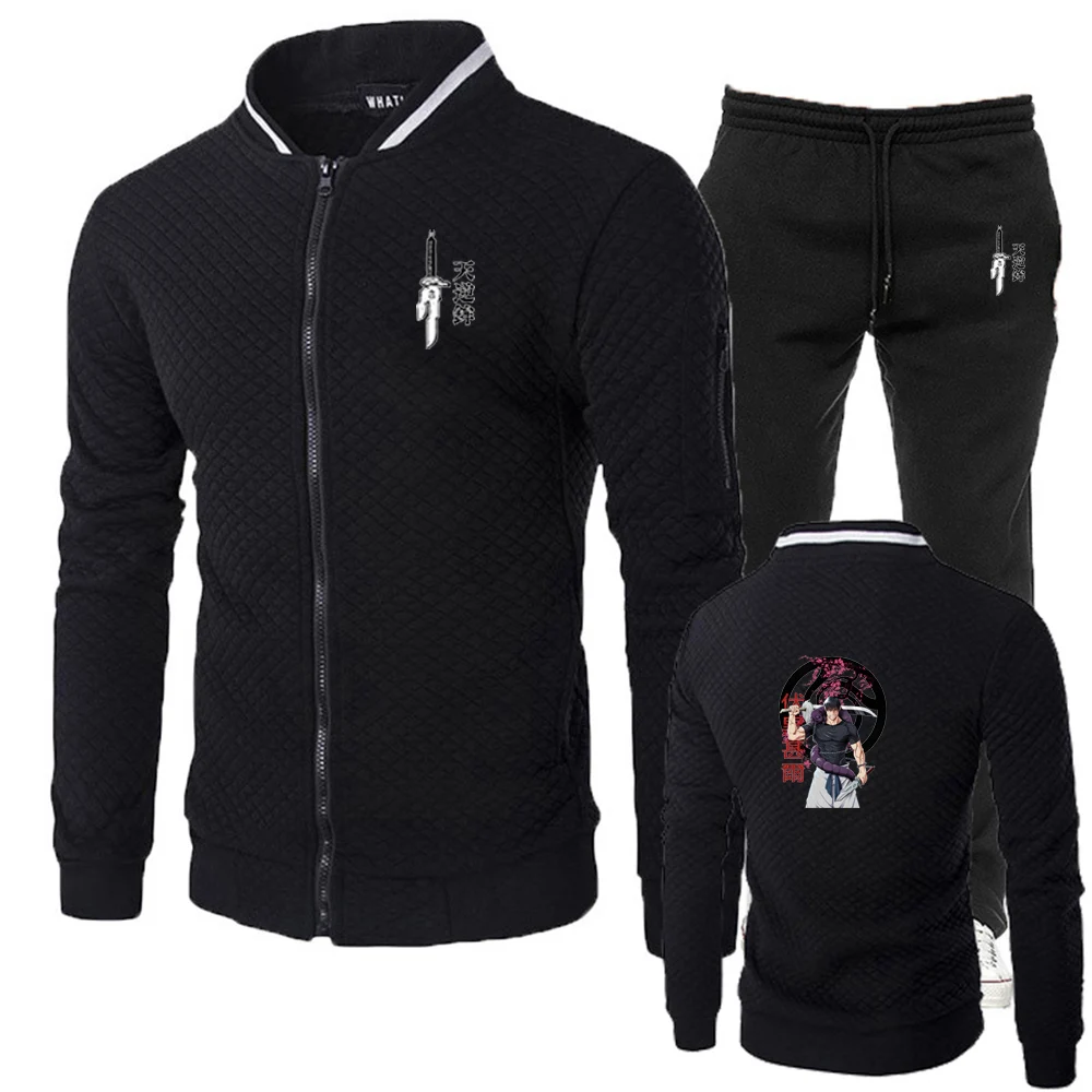 

2025 Spring And Autumn Man's Fushiguro Toji Jujutsu Kaisen Logo Print Premium Zipper Round Neck Hoodies Pants Sports Suits