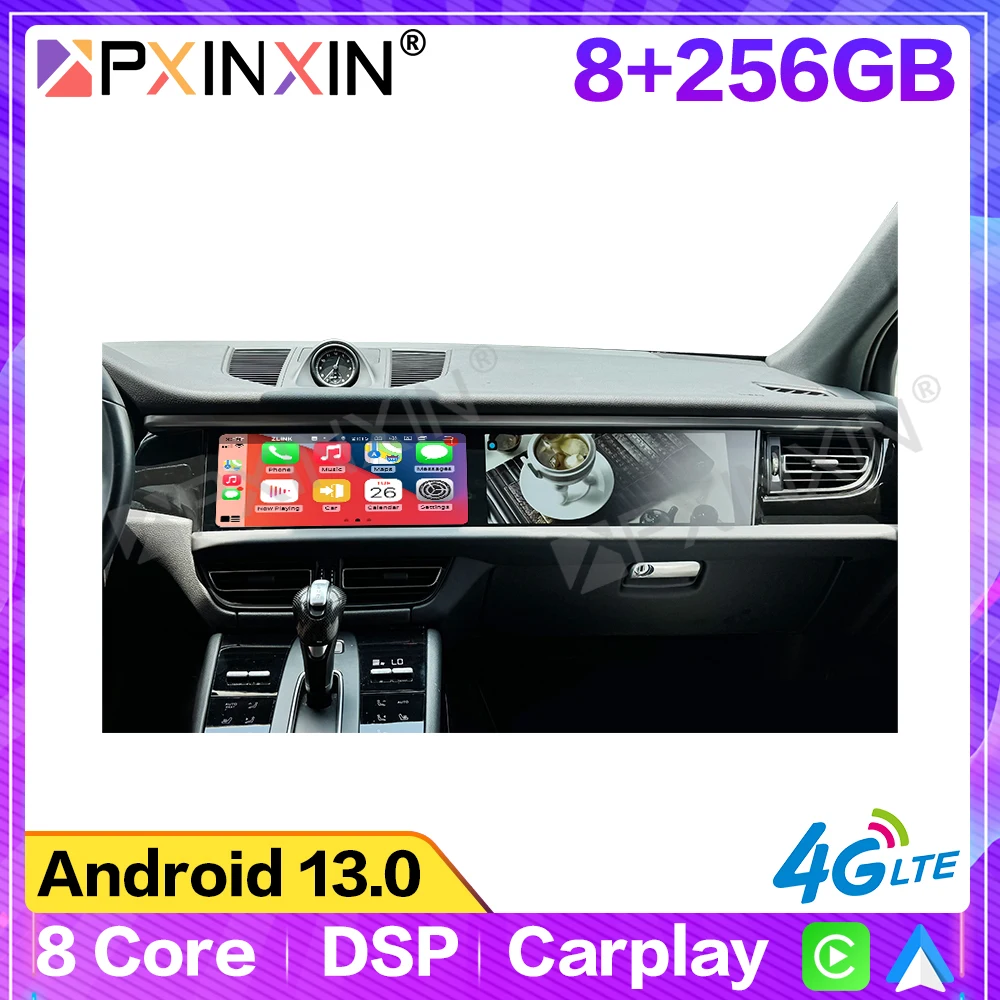 

Android IPS Car Multimedia Player For Porsche Macan 2018-2024 Dual Screen Auto Audio Radio GPS Navigation Tape Recorder Headunit