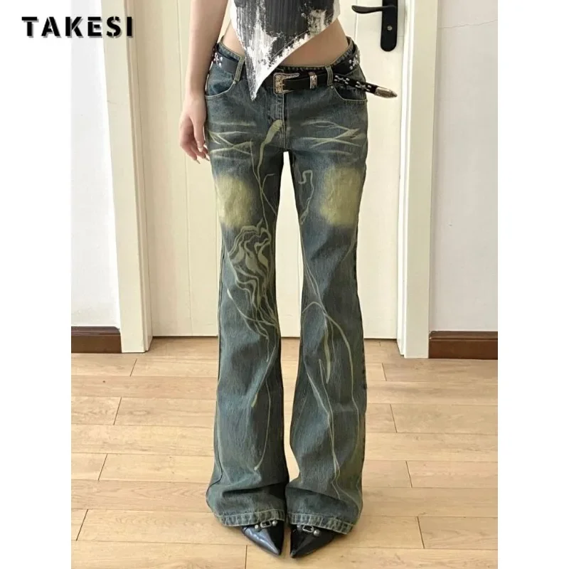 

2023 Winter Y2K Harajuku Jeans Wide Leg High Waist Retro Flared Pants Women's Vintage Slim High Street Style Denim Trouser