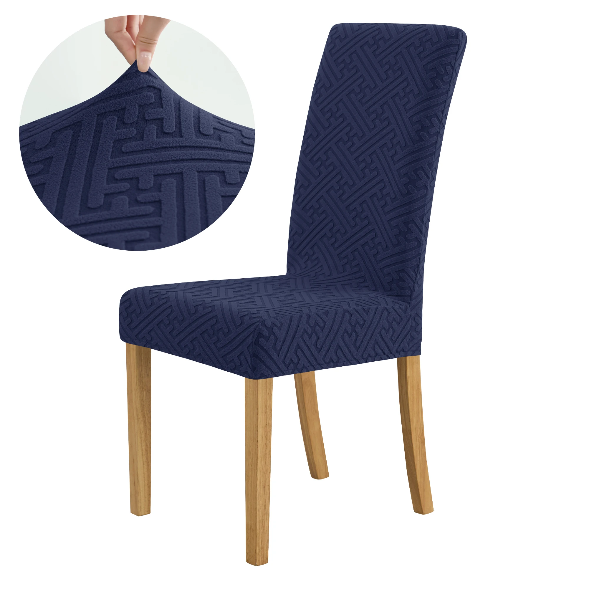 Elastic Jacquard Chair Cover For Dining Room Thick Dustproof Chair Cover Slipcover For Dining Kitchen Hotel Wedding Banquet