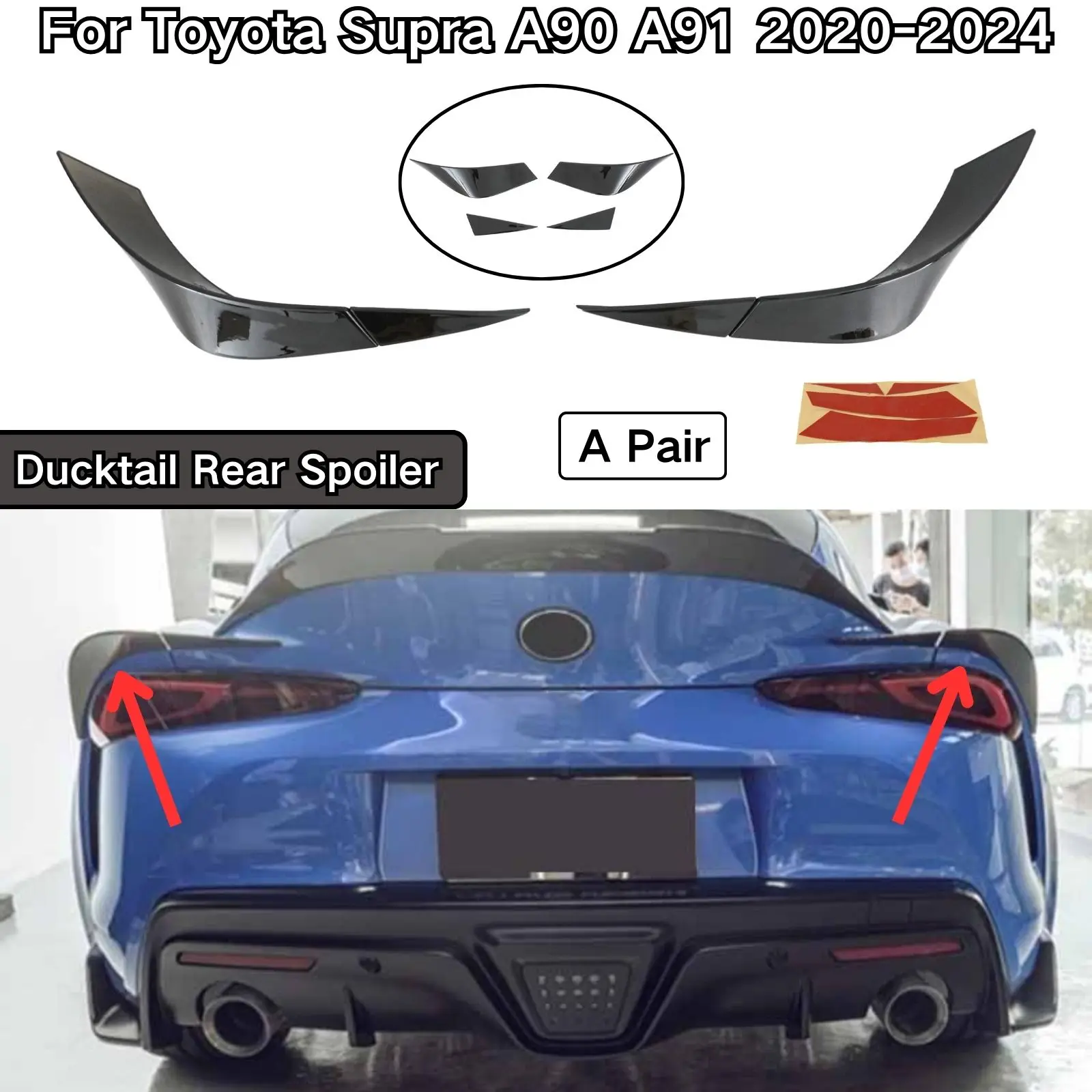 

Для Toyota Supra A90 A91 2020-2024 задний спойлер Ducktail задний спойлер из углеродного волокна с принтом ABS пластик автомобильные аксессуары