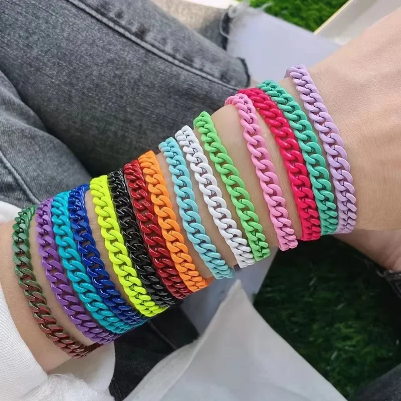 5 Meter lange, 4 mm breite, bunte ovale Edelstahlkette für klobigen Schmuck in Weiß, Rosa, Roségold, Lila, Schwarz und Gold zum Basteln. – Detail 4