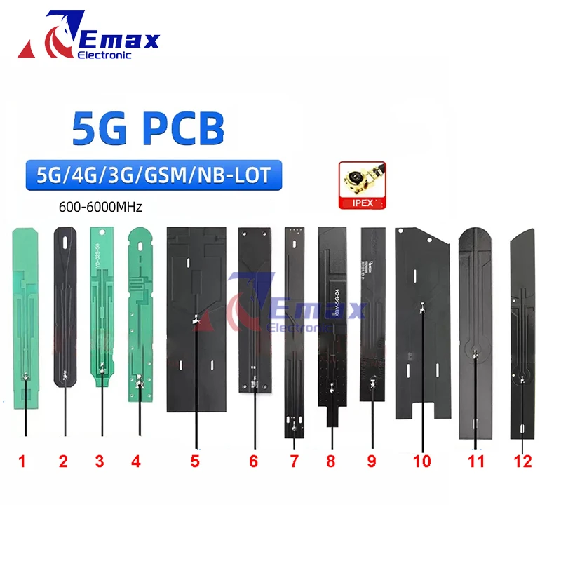 

2PCS 5G/4G/3G/2G/GSM/NB-IOT Full Band PCB Antenna IPEX Connector 12cm Length Omnidirectional High Gain Built-in Patch Antenna