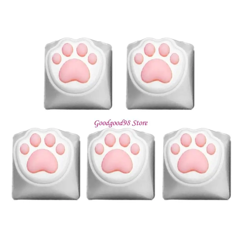 DIY Typing Area Styling for Mechanical Keyboard with Cats Paws Theme Keytops and Silicone Finish Layout Set for Daily Use 