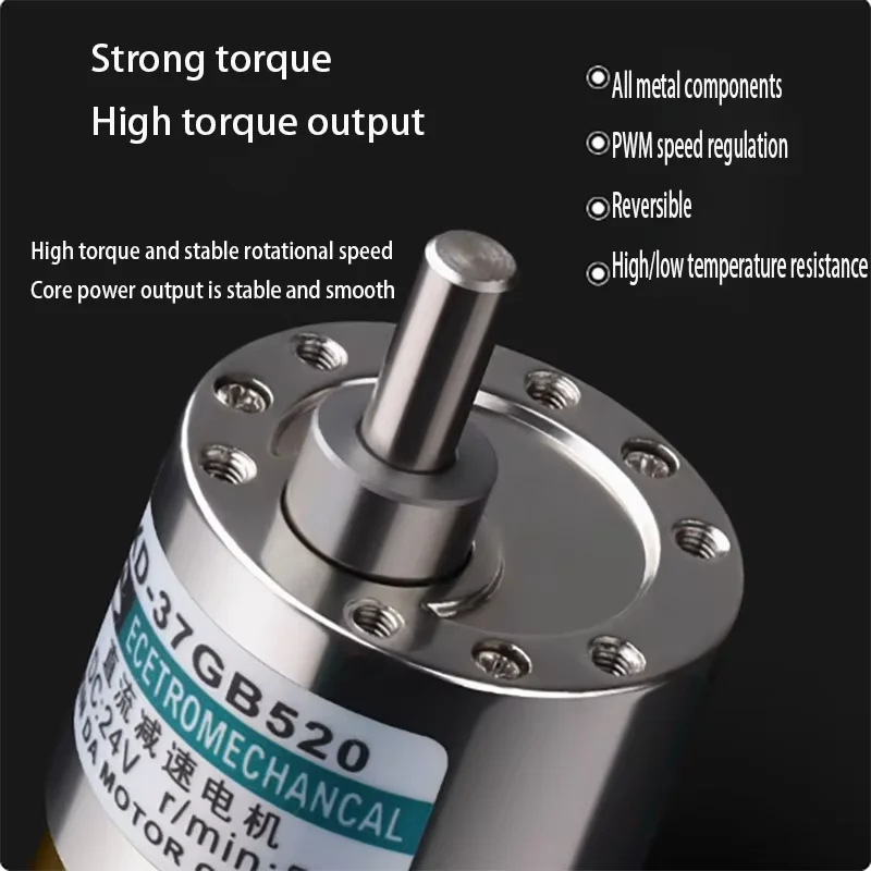 12V/ 24V 10W XD-37GB520 37GA520Miniature Gear DC Geared Motor Low Speed High Torque Adjustable Speed Adjustable Direction