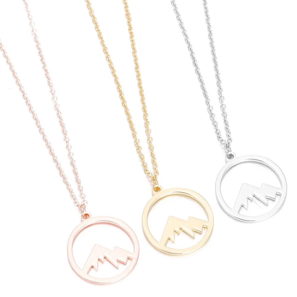 Bxzyrt Snow Mountain Stainless Steel Pendant Necklace Minimalist Mountain Range Jewellery Nature Hiker Climbing Lover Gifts