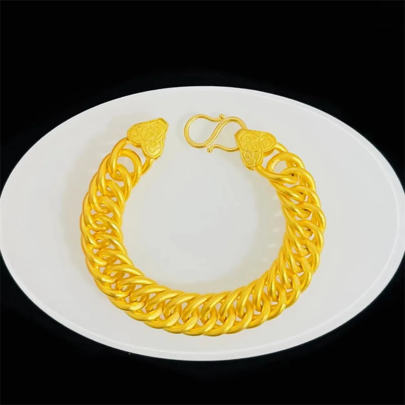 Luksusowa męska biżuteria z prawdziwego złota 24K męska i damska bransoletka z rzędem ręcznym au9999 złoty wzór chmurki łańcuszek z płytką ręczną moda