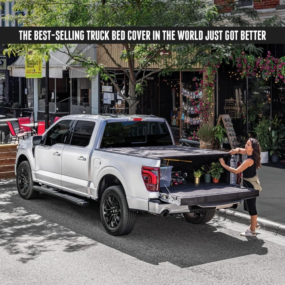 غطاء تونيو لسرير الشاحنة الصلب القابل للطي لسيارة تشيفي جي إم سي سيلفرادو سييرا 2019-2025 مع بوابة خلفية متعددة Pro فليكس 5 أقدام 10 سرير